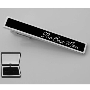 Engraved Tie Clip, Personalized Tie Clip, Black Tie Clip, Custom Tie Clip, Personalized Groomsman Gifts, Wedding Gifts, Buy 6 Get 7th Free