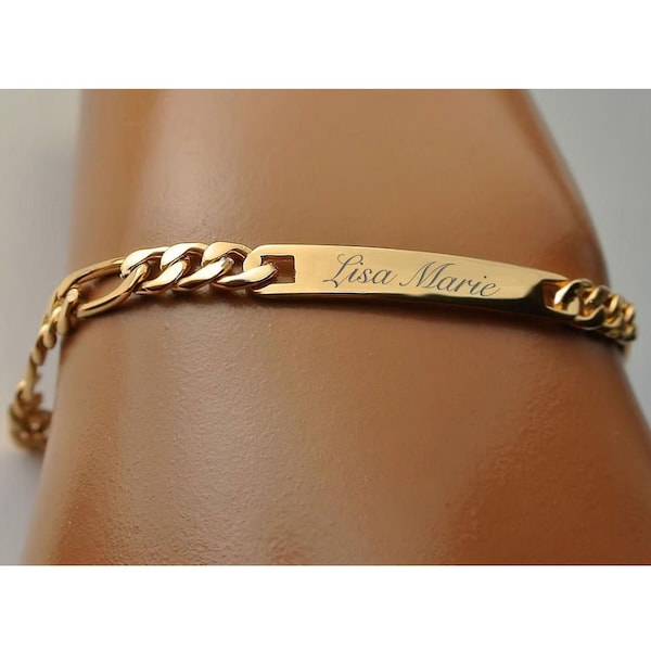Gold Id Bracelet Etsy