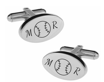 Engraved Baseball Cufflinks – Stainless Steel, Coach Gift Buy 6 Get 7th Free