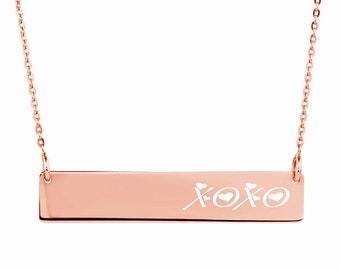Engraved  Rose Gold Bar Necklace, Personalized Bar Necklace, Nameplate Necklace, Name Bar Necklace, Bridesmaid Gift