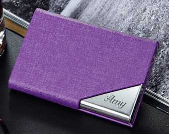 Personalized Leatherette Business Card Holder, Customized Credit Card Case, Engraved Corporate Office Gift, Pocket Card Holder, Lawyer Gift