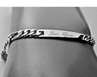 Engraved Bracelet, Silver Ladies ID Bracelet, Personalized Bracelet, Silver ID Bracelet, Custom ID Bracelet, Women's Bracelet