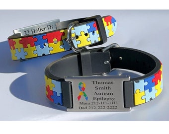 Engraved Medical Bracelet Children's Autism Medical Alert Bracelet Kid's ID Bracelet Personalized Autism Bracelet Autistic Alert Bracelet