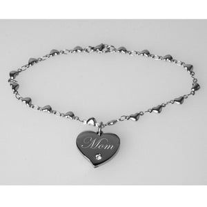 Personalized Bracelet, Silver Heart Charm Bracelet, Custom Engraved Bracelet, Heart Bracelet, Bridesmaid&#39;s Gifts, Valentine&#39;s Day Gift