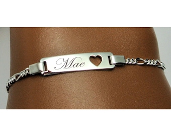 Sterling Silver Mariner Chain Baby ID Engravable Bracelet (free