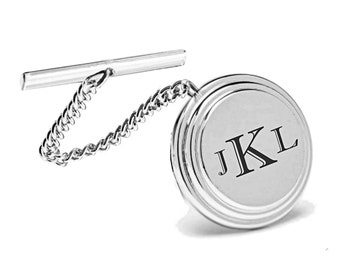 Personalized Tie Tack, Engraved Tie Pin, Monogrammed Tie Pin, Silver Tie Pin, Tie Clip, Groomsmen Gifts - Buy 6 Get 7th Free