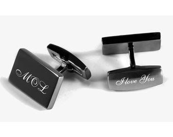 Personalized Cufflinks Engraved Cufflinks Gunmetal Cufflinks Black Cufflinks Monogrammed Cufflinks Wedding Gift For Him Buy 6 Get 7th Free