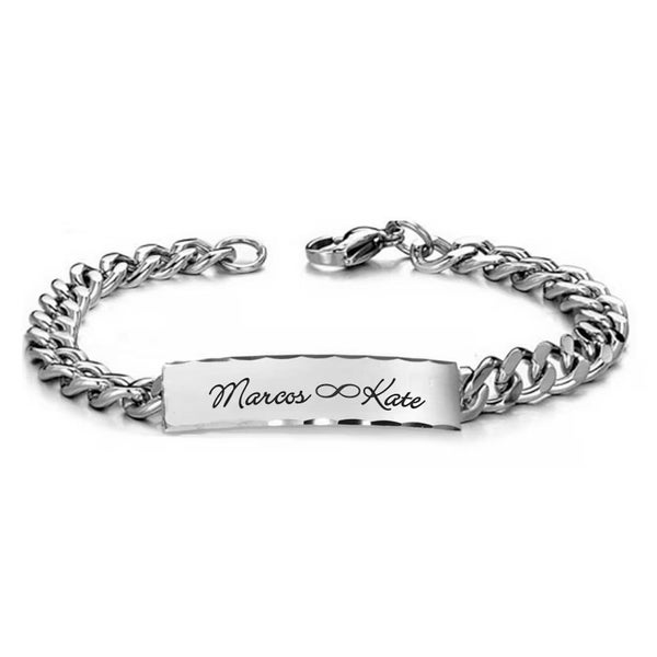 Personalized Men's Brushed Bracelet, Stainless Steel ID Bracelet, Engraved Bracelet, Men's Silver Bracelet, Engraved ID Bracelet