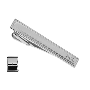 Personalized Engraved Silver Mens Tie Clip – Custom Groomsman Gift, Stainless Steel Bar, gift for him, Buy 6 get 7th FREE