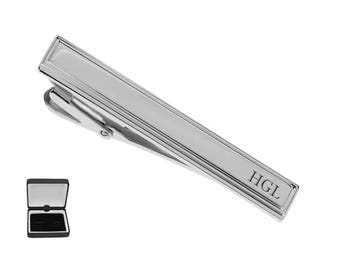 Personalized Engraved Silver Mens Tie Clip – Custom Groomsman Gift, Stainless Steel Bar, Father's Day gift for him, Buy 6 get 7th FREE