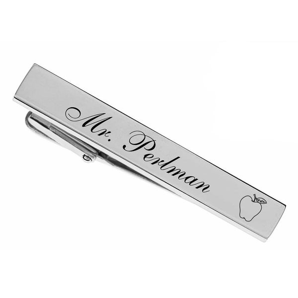 Engraved Teacher Tie Clip - Gifts For Teachers - Personalized Silver Tie Clip - Tie Clip For Teachers - Buy 6 Get 7th Free