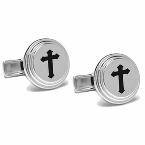 Engraved Silver Cross Cufflinks - Cross Cuff Links - Personalized Cufflinks - Gifts For Christians - Jesus Cufflinks - Buy 6 Get 7th Free