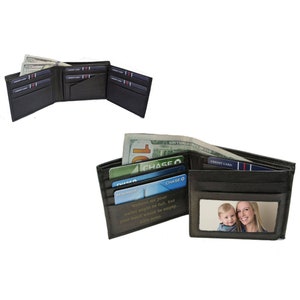 Billetera plegable de cuero personalizada para hombre, regalo para padrinos de boda, billetera con monograma, regalo para papás, billetera para hombre grabada a medida, grabado gratis