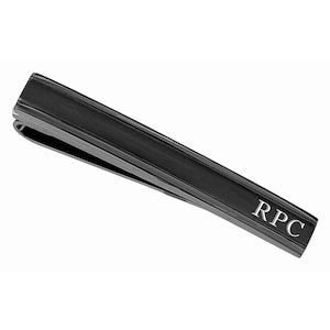 Personalized Tie Clip, Engraved Tie Clip, Gunmetal Tie Clip, Custom Tie Bar, Groomsmen Gifts, Buy 6 Get 7th Free