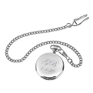 Engraved Pocket Watch, Personalized Pocket Watch, Silver Stainless Steel Pocket Watch Custom Engraved Free, Groomsman Gift, Fathers Day Gift