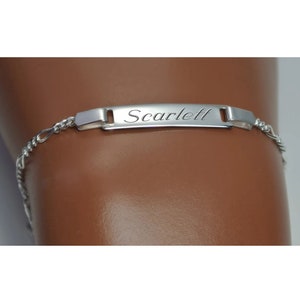 Sterling Silver Bracelet, Personalized Baby Bracelet, Engraved Children&#39;s Bracelet, Silver ID Bracelet, 5.5 inches Kid&#39;s Jewelry