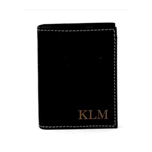 Cartera minimalista grabada de cuero genuino para hombres, tarjetero delgado de alta calidad con diseños delgados grabados, billetera personalizada con monograma personalizado