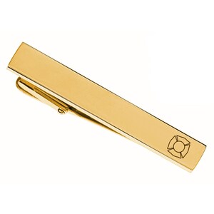 Engraved Gold Firefighter Tie Clip - Gifts For Firefighters - Initials Inscribed - Personalized Gold Tie Clip - Buy 6 Get 7th Free