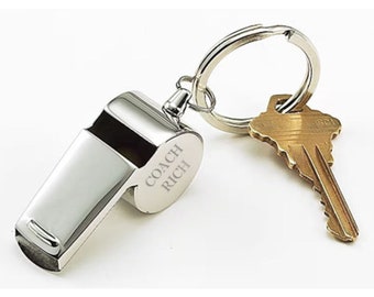 Personalized Coach Whistle Keychain, Custom Engraved Whistle Keychain, Engraved Coach Whistle, Safety Whistle, Gifts For Coach, Referee