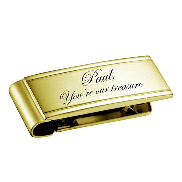 Gold Stainless Steel Money Clip Engraved Free, Personalized Money Clip, Engraved Money Clip, Custom Money Clip, Spring Loaded Money Clip