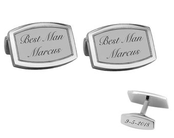 Personalized Cufflinks, Engraved Silver Cufflinks, Monogrammed Cufflinks, Groomsmen Gift, Wedding Favor, Gift For Men, Buy 6 Get 7th Free