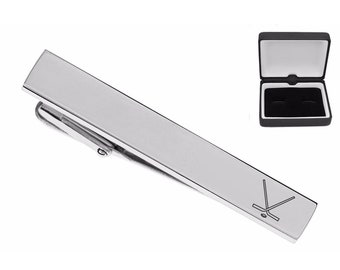 Engraved Hockey Tie Clip - Gifts For Hockey Players & Coaches - Personalized Silver Tie Clip - Gift For Hockey Coach - Buy 6 Get 7th Free