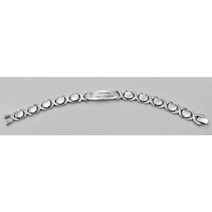 Engraved Medical ID Bracelet, Silver Ladie&#39;s XOXO Bracelet, Medical Alert ID Bracelet, Custom Engraved Bracelet, Personalized Heart Bracelet