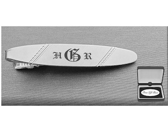 Personalized Tie Clip, Engraved Tie Clip, Silver Tie Clip, Custom Tie Bar, Monogrammed Tie Clip, Engraved Groomsman Gift, Buy 6 Get 7th Free