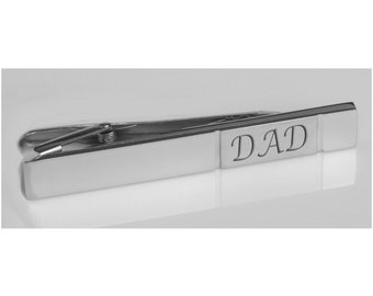 Personalized Silver Two Tone Tie Clip, Engraved Free, Buy 6 Get 7th Free
