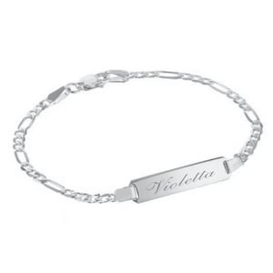 Personalized Bracelet, Sterling Silver Small Baby Bracelet, Custom Engraved Bracelet, Personalized Silver Bracelet, 5.5&quot; ID Bracelet,