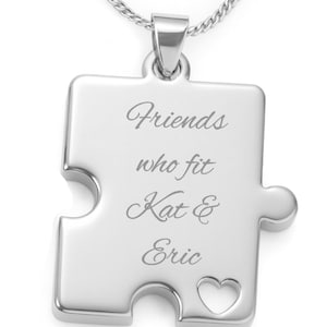 Engraved Puzzle Piece Necklace: Personalized Stainless Steel Friendship Gift