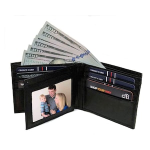 Billetera de cuero plegable personalizada para hombre, billetera grabada, billetera con monograma, billetera personalizada, billetera para hombre grabada gratis
