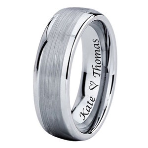 Engraved Ring Tungsten Ring Personalized Ring Silver Ring Personalized Men&#39;s Tungsten Wedding Band Custom Promise Ring For Men Gift For Him