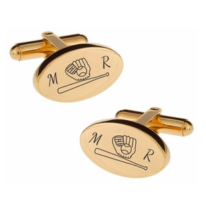 Engraved Gold Baseball Cufflinks - Baseball Cufflinks - Personalized Cufflinks - Coach Gift - For Baseball Players