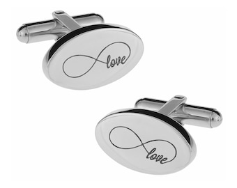 Engraved Silver Infinity Cufflinks Forever Love Cufflinks Anniversary Gift Infinity Jewelry Silver Cuff Link Wedding - Buy 6 Get 7th Free