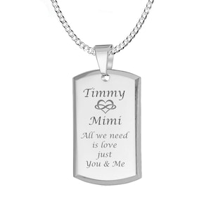 Engraved Dog Tag, Custom Dog Tag, Silver Dog Tag Necklace Custom Engraved Free, Personalized Necklace, Groomsman Gifts, Engraved Necklace
