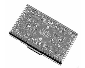 Personalized Business Card Case, Monogrammed Credit Card Holder, Engraved Pocket Business Card Holder, Custom Office Employee Appreciation