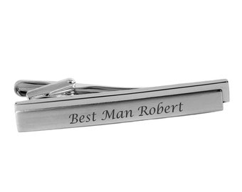 Personalized Tie Clip, Engraved Tie Clip, Tie Bar, Silver Tie Clip, Custom Tie Clip, Groomsman Gifts, Father's Day Gift, Buy 6 Get 7th Free