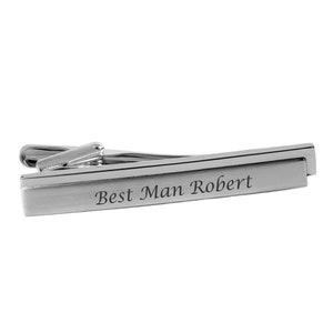 Personalized Tie Clip, Engraved Tie Clip, Tie Bar, Silver Tie Clip, Custom Tie Clip, Groomsman Gifts, Father&#39;s Day Gift, Buy 6 Get 7th Free
