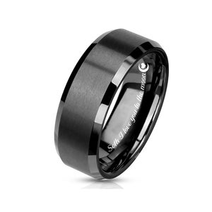 Personalized Men&#39;s Gunmetal Tungsten Ring Shiny Edge 8mm Ring Wedding Band Custom Engraved Ring For Men Promise Ring 8mm Comfort Fit