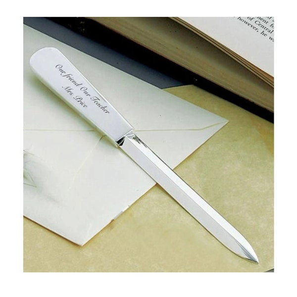 Personalized Silver Letter Opener, Engraved Letter Opener Monogrammed Letter Opener Corporate Office Gift for Co-worker Custom Engraved Free