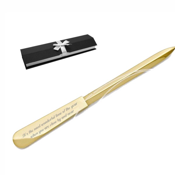 Personalized Gold Letter Opener, Engraved Letter Opener Monogrammed Letter Opener Corporate Office Gift for Co-worker Custom Engraved Free