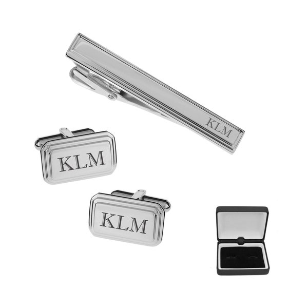 Personalized Cufflinks, Engraved Tie Clip, Monogrammed Cufflink & Tie Clip Set, Wedding Gifts, Father's Day Gift, Buy 6 Get 7th Free