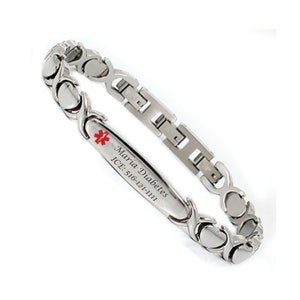 Personalized Stainless Steel Heart Link Bracelet,  Medical ID Engraved, Engraved Medical Alert Bracelet for Women, Girls Medical ID Bracelet