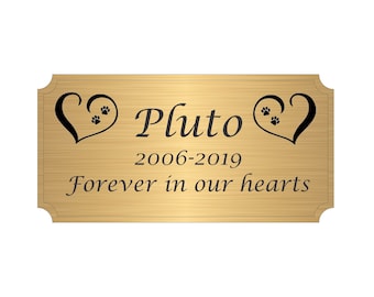 Engraved Pet Memorial Brass Urn Plate – Paw Prints