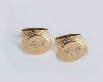 Personalized Cufflinks, Engraved Cufflinks, Gold Cufflinks, Custom Cufflinks, Monogrammed Cufflinks, Groomsman Gifts, Buy 6 Get 7th Free