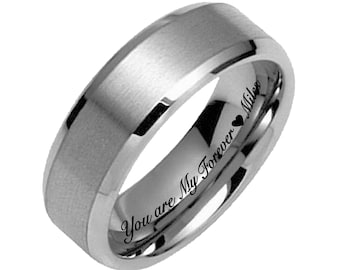 Personalized Tungsten Ring Custom Engraved Wedding Band For Men Tungsten Ring Wedding Ring Promise Ring Engagement Ring 6mm Comfort Fit