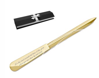 Personalized Gold Letter Opener, Engraved Letter Opener Monogrammed Letter Opener Corporate Office Gift for Co-worker Custom Engraved Free