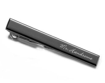 Personalized Gunmetal Tie Clip Engraved Tie Clip Beveled Edge Tie Clip Tie Bar Best Man Groomsman Gift Father's Day Gift Buy 6 Get 7th Free