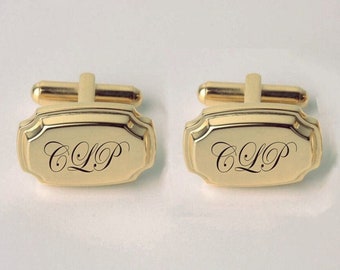 Personalized Cufflinks, Engraved Cufflinks, Gold Cufflinks, Groomsmen Gift, Gift For Him, Father's Day Gift, Buy 6 Get 7th Free